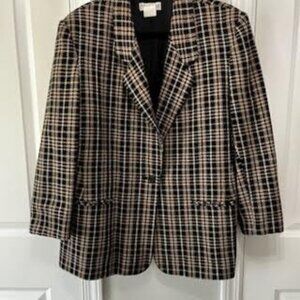 Vintage Rare Wool Blend Tweed Blazer Private Concepts Women's Large Preppy